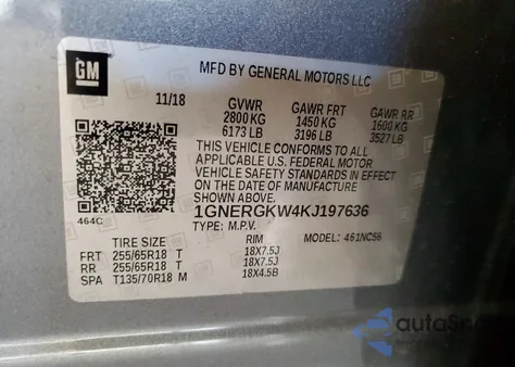 2019 Chevrolet Traverse Lt from USA, damaged, VIN 1GNERGKW4KJ197636